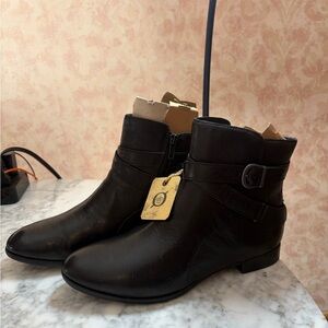 Born Easton Black Ankle Boots with Buckle Detail 8M